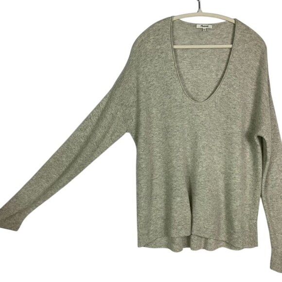 Madewell Kimball Pullover Sweater, V-neck, XL, Heather Fog, K5760 - Picture 3 of 11
